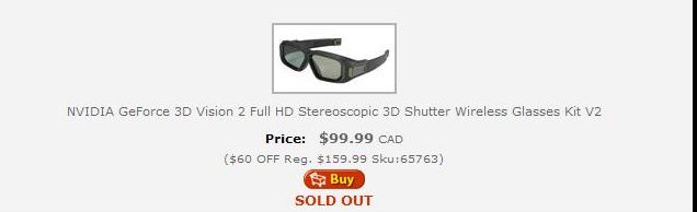 3D Vision 2 Glasses...sold out AGAIN!